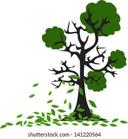 decorative tree and green leaves
