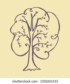 decorative tree. hand-drawn graphic vector illustration