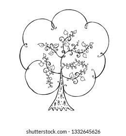 decorative tree. hand-drawn vector illustration on white background
