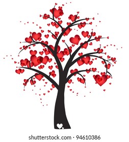 Decorative tree with hearts eps 10