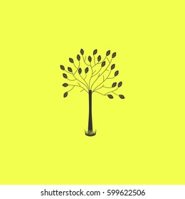 Decorative tree icon flat. Black pictogram on white background. Vector illustration symbol and bonus button