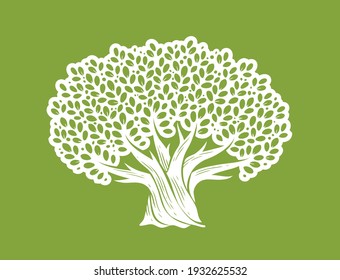 Decorative tree with leaves. Nature concept vector illustration