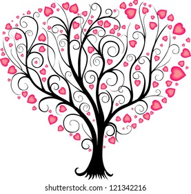 Decorative  tree with leaves in shape of heart
