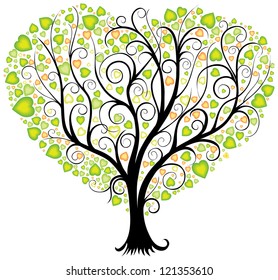 Decorative tree with leaves in shape of heart