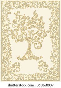 Decorative tree of life with floral frame