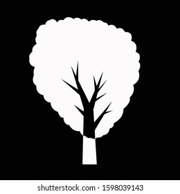 Decorative tree on black. tree silhouette. background. vector illustration