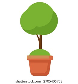 Árbol decorativo en el diseño plano de la Plantilla de la Ilustración vectorial del color de la naturaleza del pote