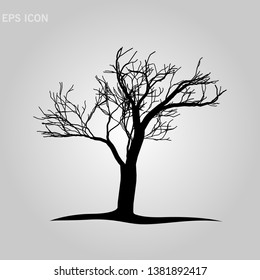 Decorative tree silhouette on white background. vector illustration. Eps 10