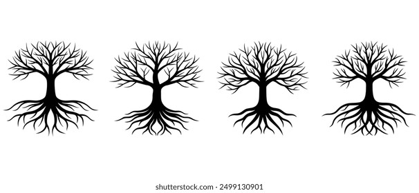 Decorative tree silhouette vector illustration. The element for decoration, emblems, logo