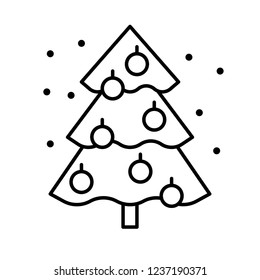 decorative tree with stars balls 
 Christmas editable outline icon.