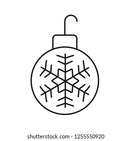  Decorative tree toy vector symbol. New year tree toy vector sign. Christmas ball icon. Hanging xmas bauble toy ball icon. Christmas bauble ball linear icon
