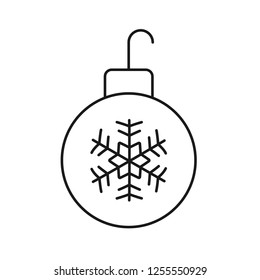  Decorative tree toy vector symbol. New year tree toy vector sign. Christmas ball icon. Hanging xmas bauble toy ball icon. Christmas bauble ball linear icon