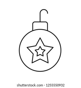  Decorative tree toy vector symbol. New year tree toy vector sign. Christmas ball icon. Hanging xmas bauble toy ball icon. Christmas bauble ball linear icon