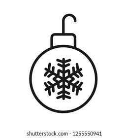  Decorative tree toy vector symbol. New year tree toy vector sign. Christmas ball icon. Hanging xmas bauble toy ball icon. Christmas bauble ball linear icon