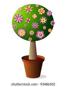 Decorative tree with various flowers