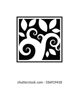 Decorative tree. Vector icon.