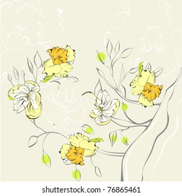 Árbol decorativo con flores amarillas