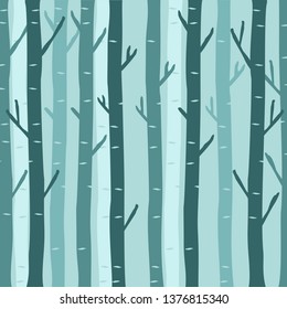 Decorative trees, background for wallpaper pattern. Colored trunks trees with and branches