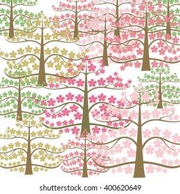 Decorative trees background.Sakura tree background.Spring blossom tree.vector illustrator vector.isolated on white.