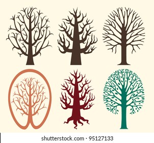 Decorative trees.Vector illustration.Isolated on background.