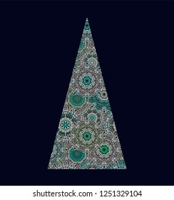 Decorative triangle christmas tree on dark background