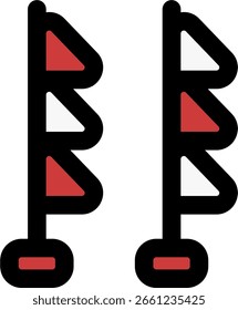 decorative triangle flags outline style icon design