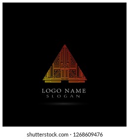 Decorative Triangle Lines Logo. Symbol & Icon Vector Template.