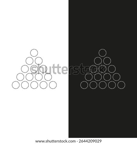  Decorative triangle made of circles, dotted line color black and white flat style