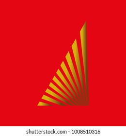 decorative triangle texture golden lines with red background