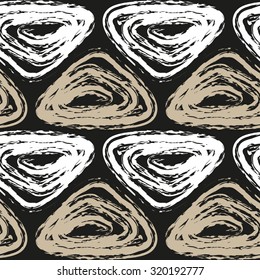 Decorative triangles in horizontal pattern, seamless vector background.
