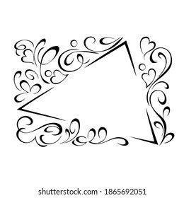 decorative triangular frame for congratulations with vignettes and hearts