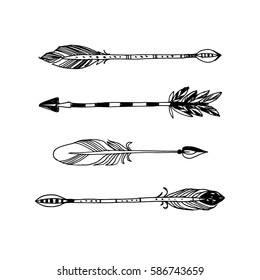 Decorative Tribal Arrows Collection Hand Drawn Stock Vector (Royalty ...