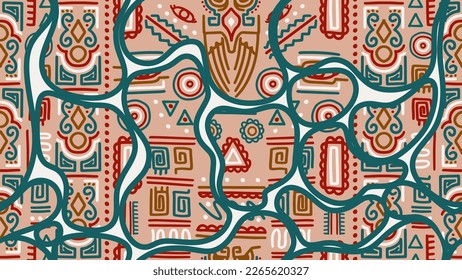 Decorative tribal pattern with african abstract symbol. vector illustration for fashion and Textile print.
