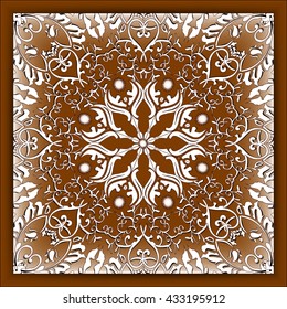 Decorative tribal vector ornament pattern. A template for a website, postcards, packaging. expensive design. White, brown.