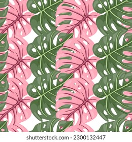 Patrón de hojas tropicales decorativas sin fisuras. Fondo estilizado de hojas exóticas. Plantas interminables de plantas selváticas modernas. El entorno de la selva tropical de hawaianos florales. Ilustración del vector