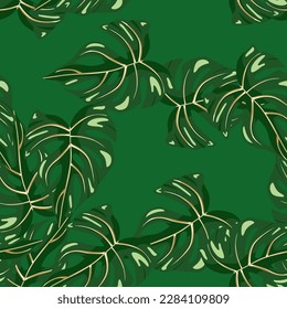 Decorative tropical palm leaves seamless pattern. Jungle leaf seamless wallpaper. Exotic botanical texture. Floral background. Design for fabric, textile print, wrapping, cover. Vector illustration