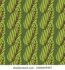 Decorative tropical palm leaves seamless pattern. Jungle leaf wallpaper. Exotic botanical texture. Vector floral background. Design for fabric, textile print, wrapping, cover.
