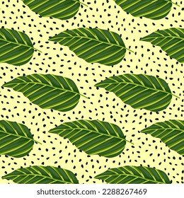 Decorative tropical palm leaves seamless pattern. Jungle leaf wallpaper. Exotic botanical texture. Vector floral background. Design for fabric, textile print, wrapping, cover.