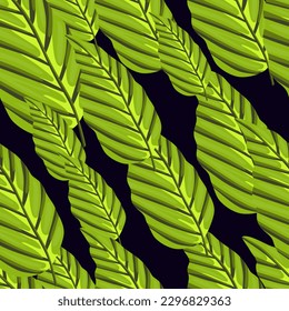 Decorative tropical palm leaves seamless pattern. Jungle leaf wallpaper. Exotic botanical texture. Vector floral background. Design for fabric, textile print, wrapping, cover.
