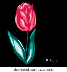 Decorative tulip flower, design element. Can be used for cards, invitations, banners, posters, print design. Floral background in watercolor style