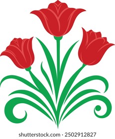 Decorative Tulip Flowers Symbol, Happy Mothers day, Clip art of red tulip flowers and spring red tulips bouquet
