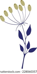 Decorative twig with berries and leaves. Vector file for designs.