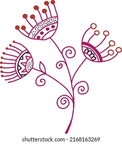 Decorative twig with flowers and leaves in the ethnic style. The vector file will come in handy for your designs.