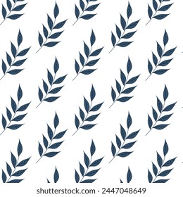 Decorative twigs in flat style. Botanical pattern on a transparent background. Seamless pattern for textile, wrapping paper, background.