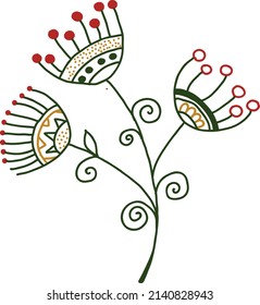 Decorative twigs with leaves. Vector file.