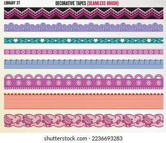 DECORATIVE TWILL TAPE SEAMLESS BRUSH IN EDITABLE VECTOR ILLUSTRATION