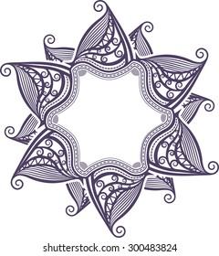 Decorative, unusual, round frame with empty place for your text. Vector illustration for your design.