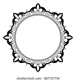 Decorative, unusual, round frame with empty place for your text. Vector illustration for your design.