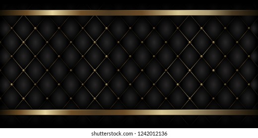 Decorative Upholstery Soft Gloss Quilted Background. True Luxury Template with Gold Thread