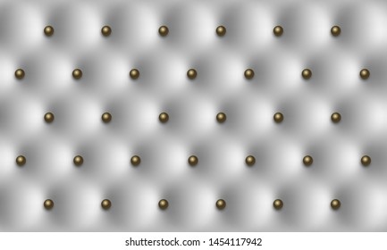 Decorative Upholstery Soft Gloss Quilted Background. White leather vintage luxury texture with buttons 